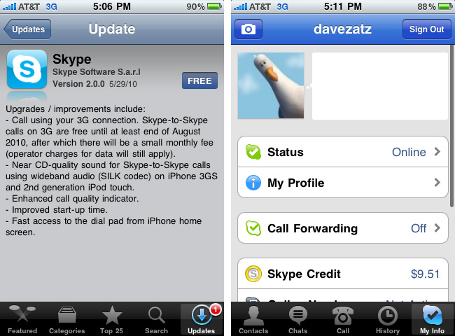 skype for iphone 3g free