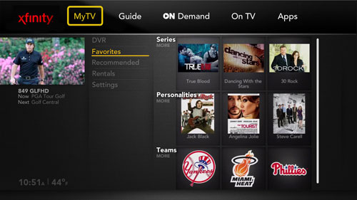 Comcast Xcalibur MyTV guide