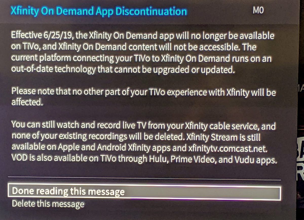 Comcast Retires TiVo Xfinity On Demand