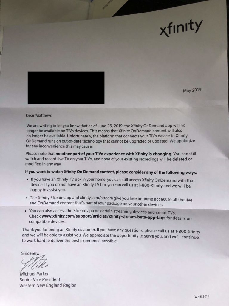 Comcast Retires TiVo Xfinity On Demand