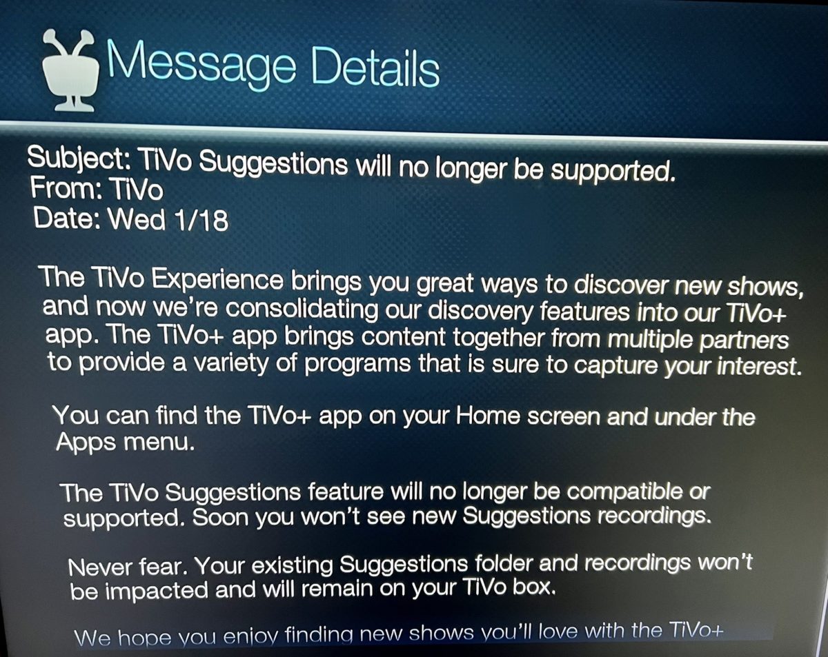 TiVo Sunsets DVR Suggestions